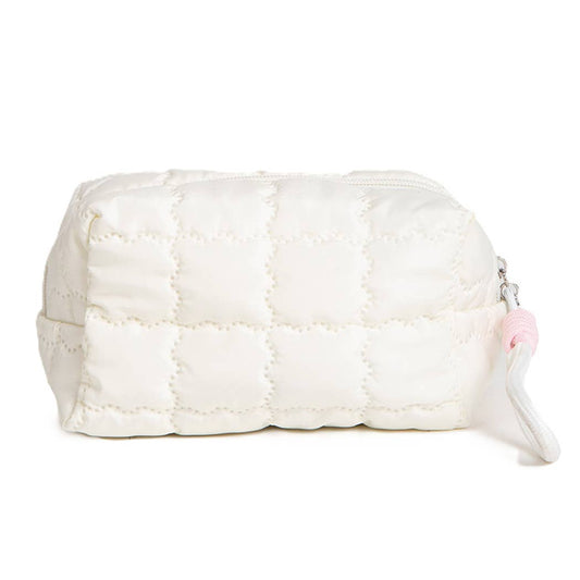 Solid Quilted Wristlet Pouch: CREAM