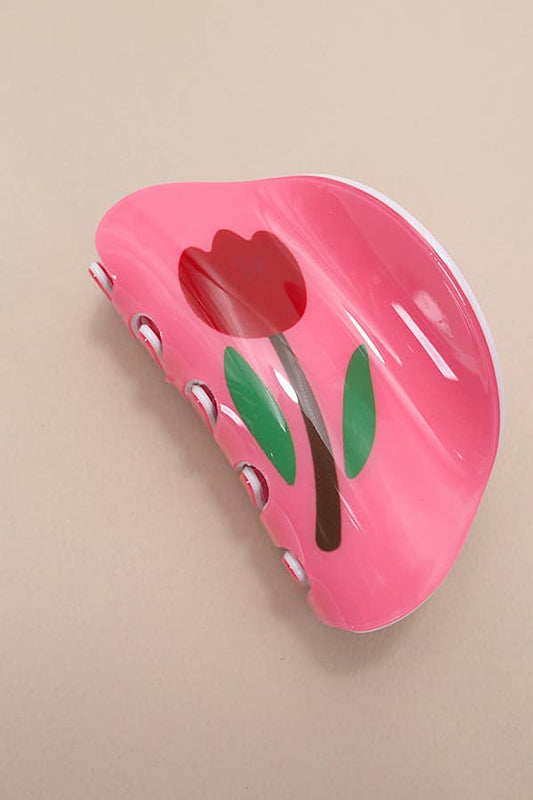Organic Round Floral Hair Claw Clips | Pink