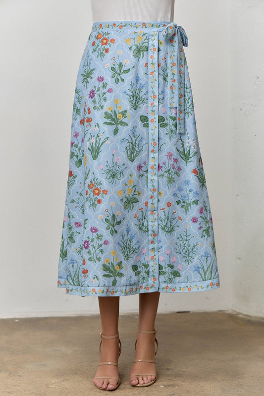FLORAL PRINT MIDI WRAP SKIRT
