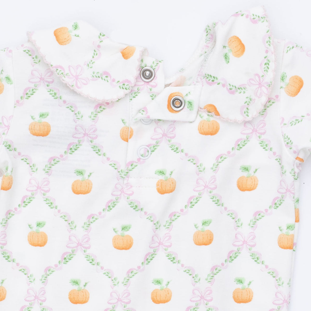 Angel Dear Pretty Pumpkin Trellis - Smocked Peter Pan Snap Footie - image 5