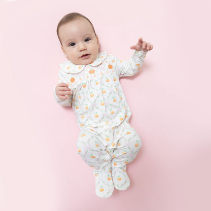Angel Dear Pretty Pumpkin Trellis - Smocked Peter Pan Snap Footie