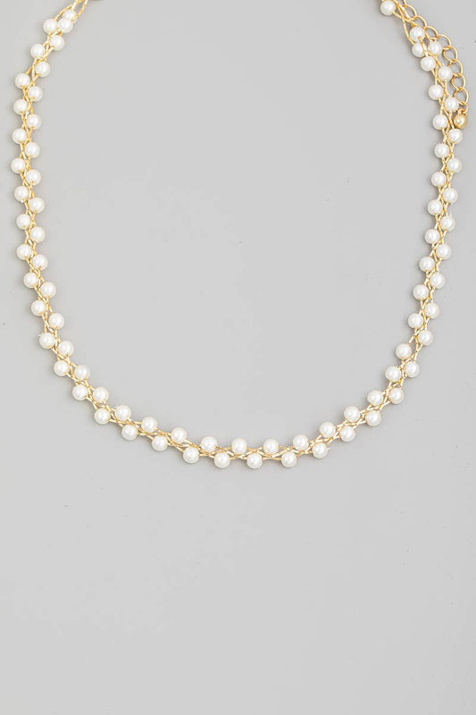Braided Pearl Chain Necklace: G