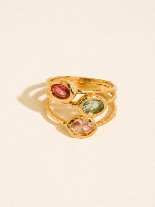 Beaufay 18K Gold Non-Tarnish Vintage Gemstone Ring: Yellow Gold / 7