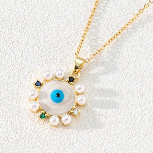 Multi Style Rhinestone Evil Eyes charm Gold Plated Necklace: V