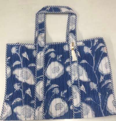 Zipper Tote Bag in Indigo Island