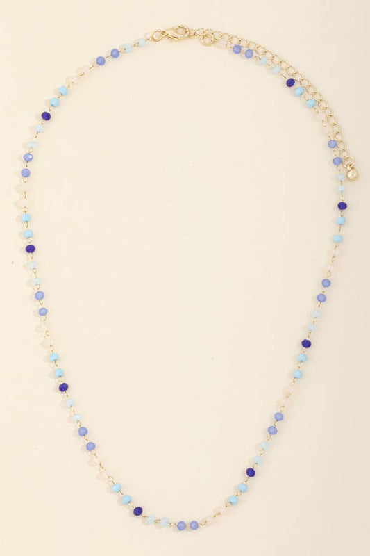 Dainty Faceted Bead Station Chain Necklace: GDDBL
