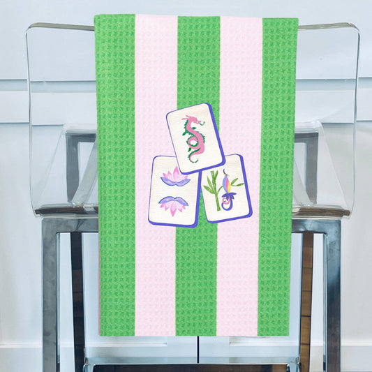 Mahjong Gift Towel Tile Stripe | Microfiber Preppy