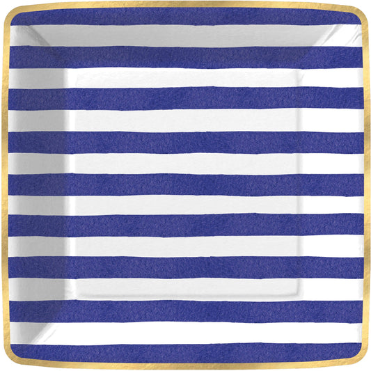 Bold Strokes-Navy Paper Dessert Plate