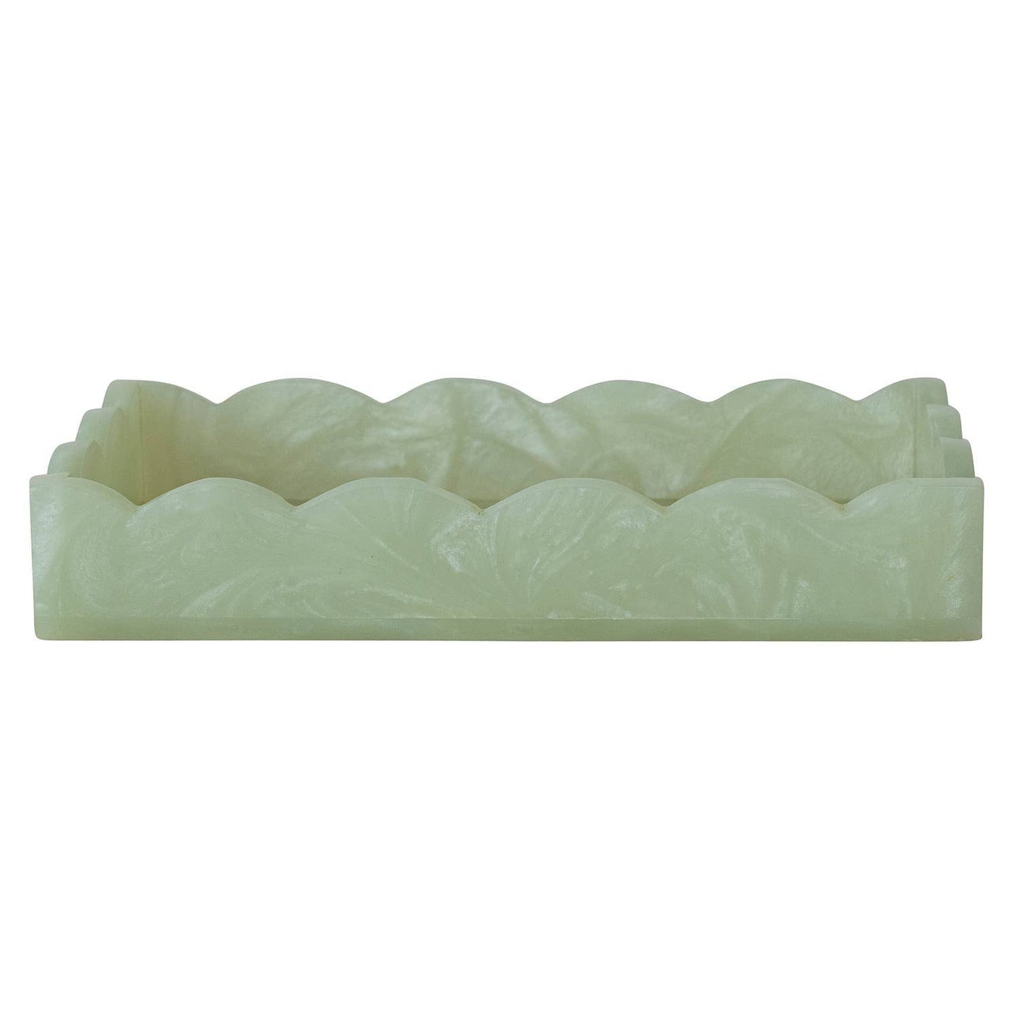 Handmade Resin Scalloped Tray, Chartreuse