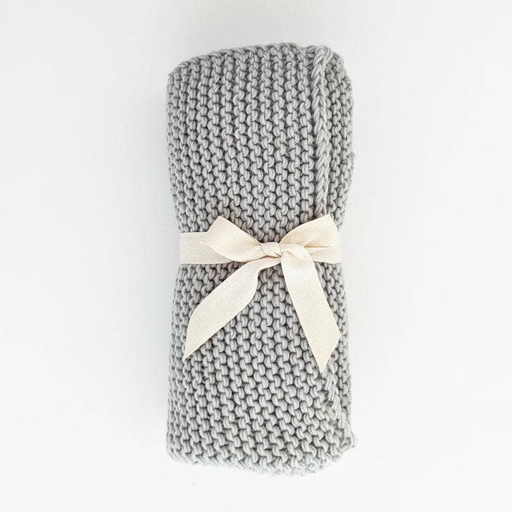 Ice Grey Garter Stitch Knit Baby Blanket: 24" x 24"