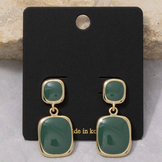 Double Cushion Colored Stone Drop Earrings: MI