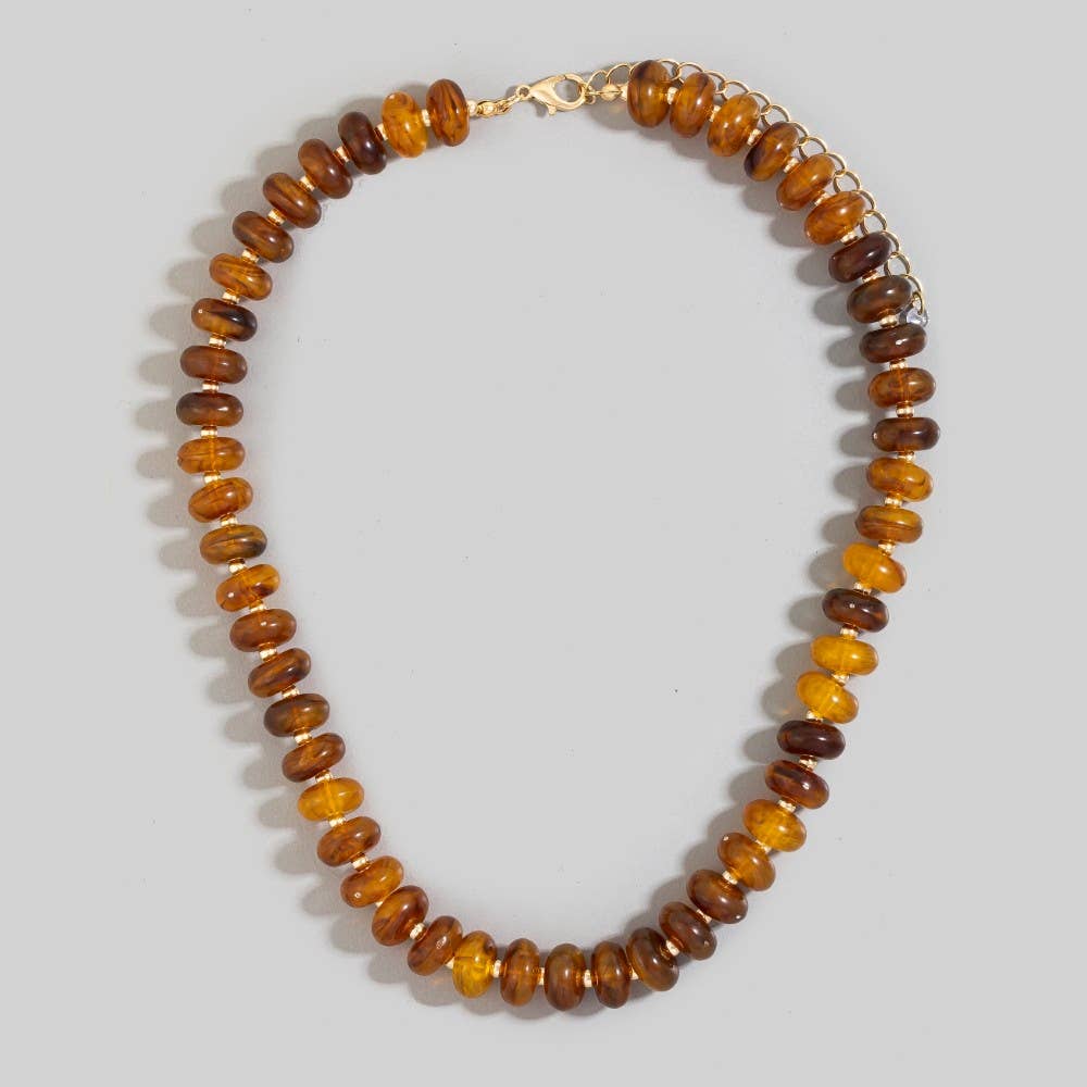 Marble Resin Disc Beaded Necklace: TOR