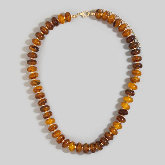 Marble Resin Disc Beaded Necklace: TOR