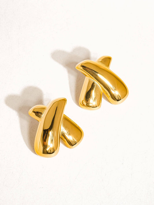 Tiphanie 18K Gold Non-Tarnish X Earring: Yellow Gold