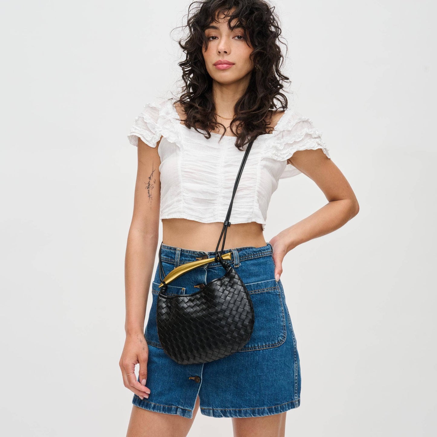 Uma Woven Crossbody: Black