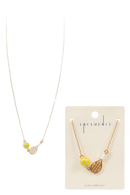 Gameday Tennis Racquet Enamel Short Necklace: WHT / ONE
