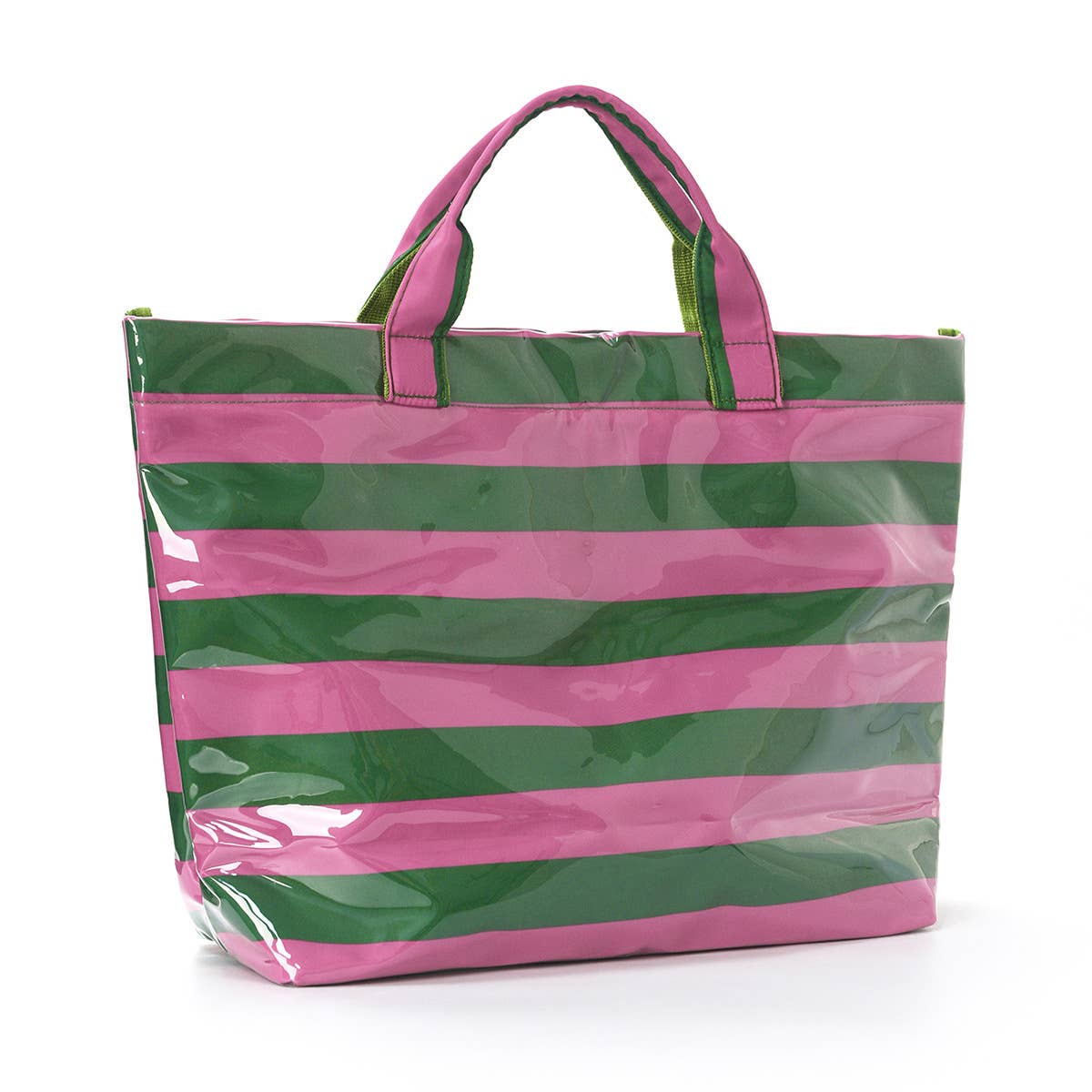 Colorblock Striped Tote Bag Cherry Waterproof Beach Bag: GRose / M