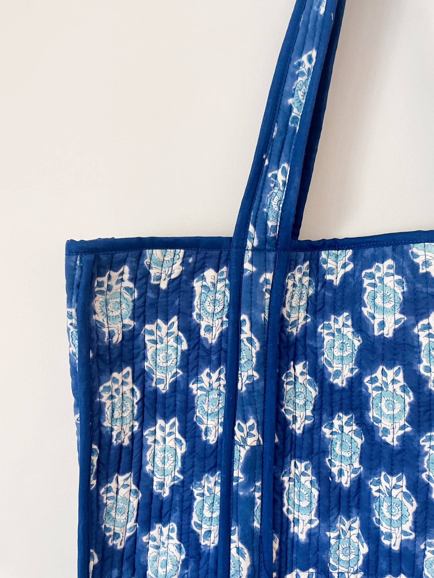 Royal Bloom Block Print Tote Bag
