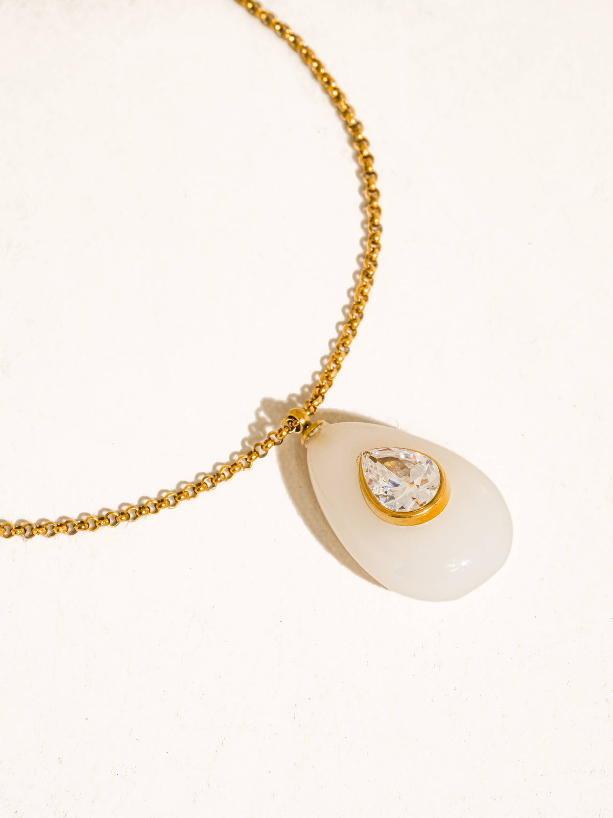 Attica 18K Gold Non-Tarnish Stone CZ Necklace: White