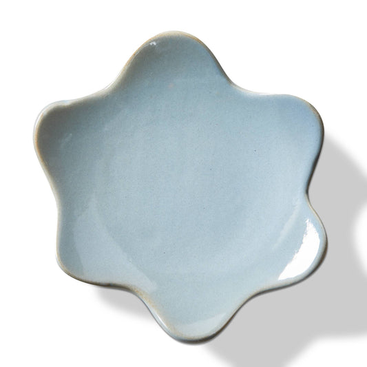 Organic Wave Trinket Dish Large Blue Stoneware Everyday