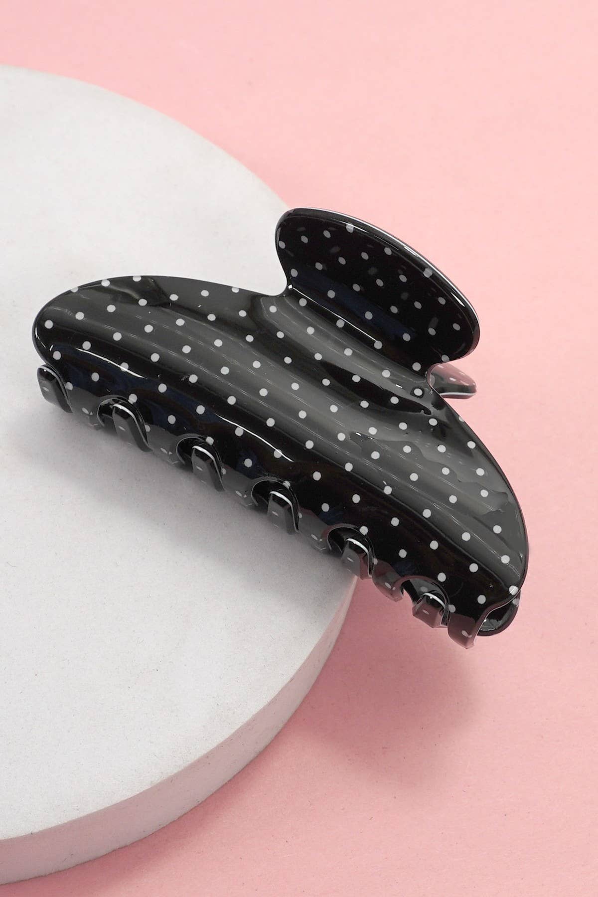 Polka Dot Hair Claw Clip | Black