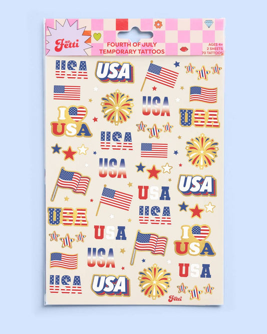 Stars & Stripes Patriotic Tats - 70 foil temporary tattoos