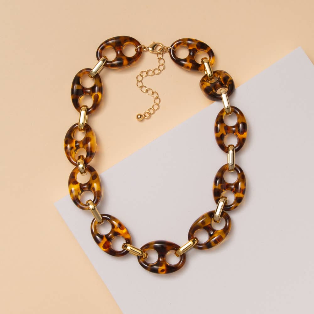 Tortoise Inspired Tab Link Chain Necklace