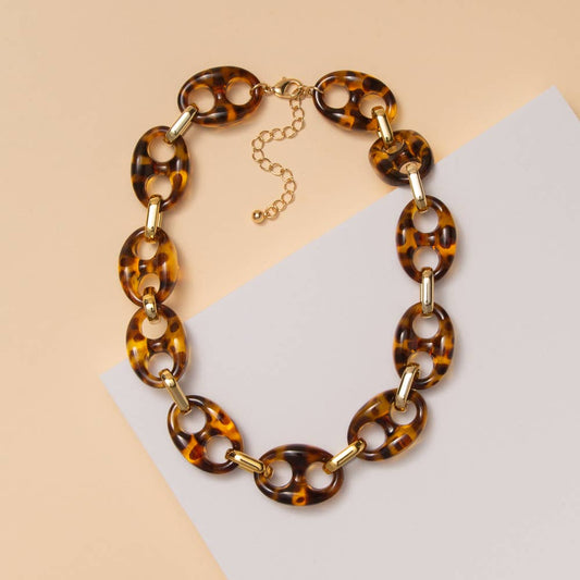 Tortoise Inspired Tab Link Chain Necklace