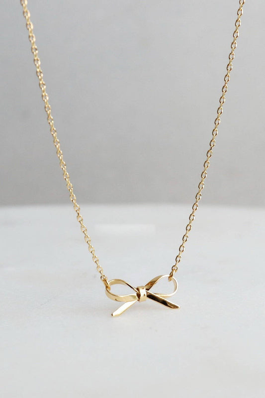 18k Stainless Steel Tarnish Free Bow Necklace | Gold