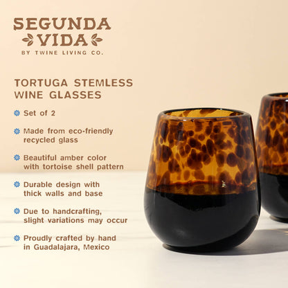 Tortuga Recycled Glass Stemless Wine Glass