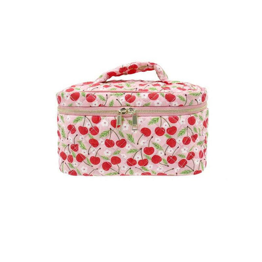 Karma Cherry Cherries Quilted Makeup Cosmetic Vanity Bag