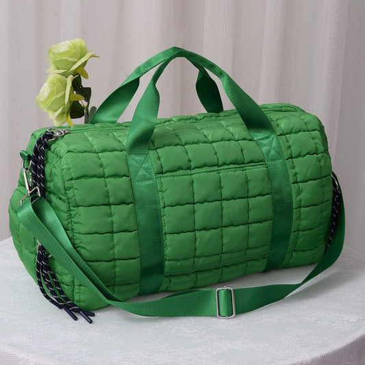 Quilted Puffer Weekender/Duffel Bag: Kelly Green