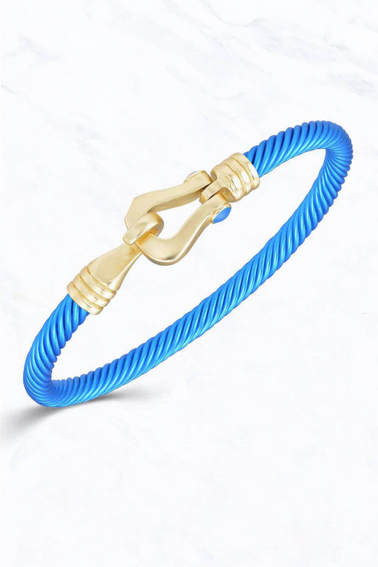 Love-Knot Cable Fashion Bangle Bracelet: Matte Blue