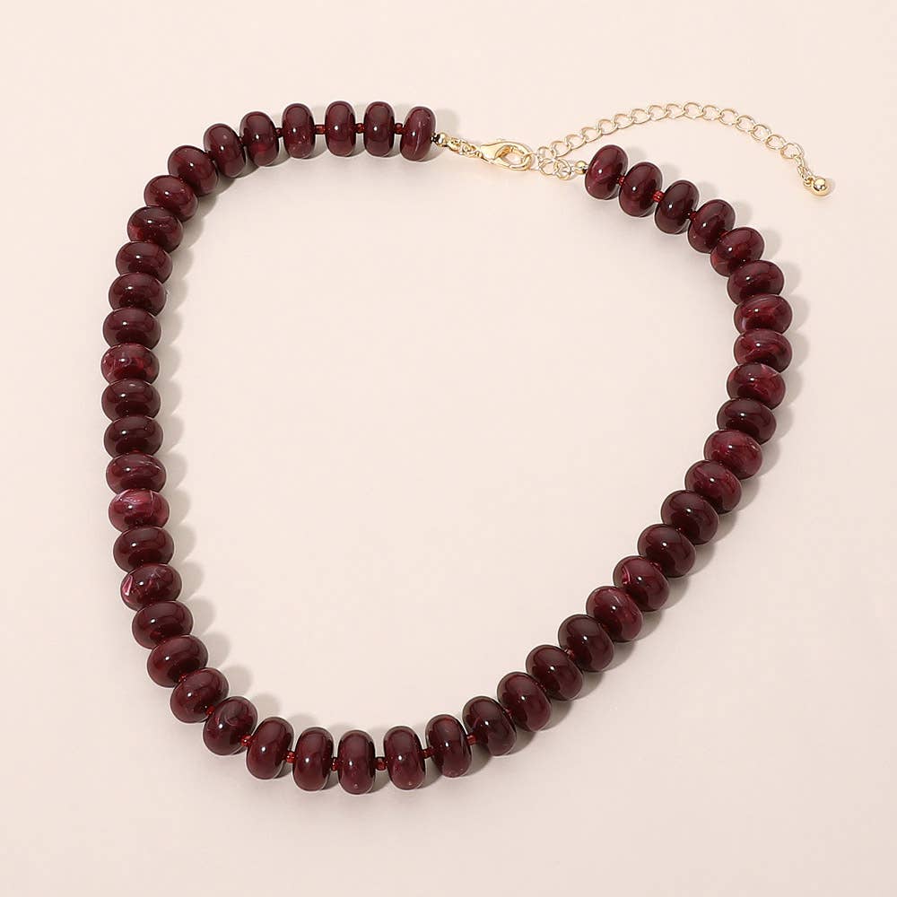 Beaded Necklace: Gold Burgundy