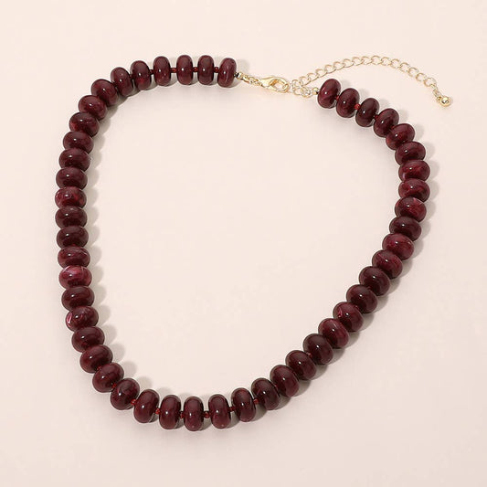Beaded Necklace: Gold Burgundy