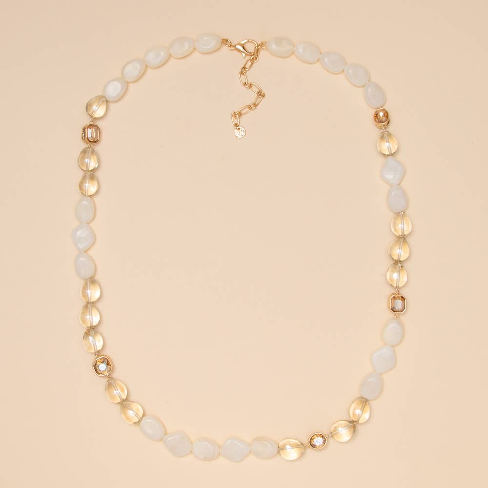 Beaded Stones Multi Necklace: Ivory