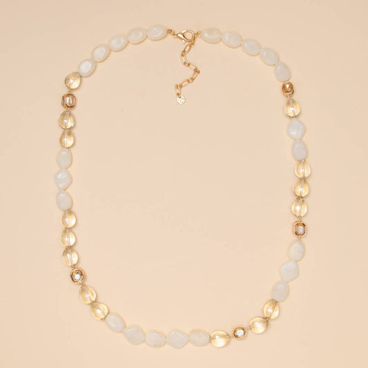 Beaded Stones Multi Necklace: Ivory