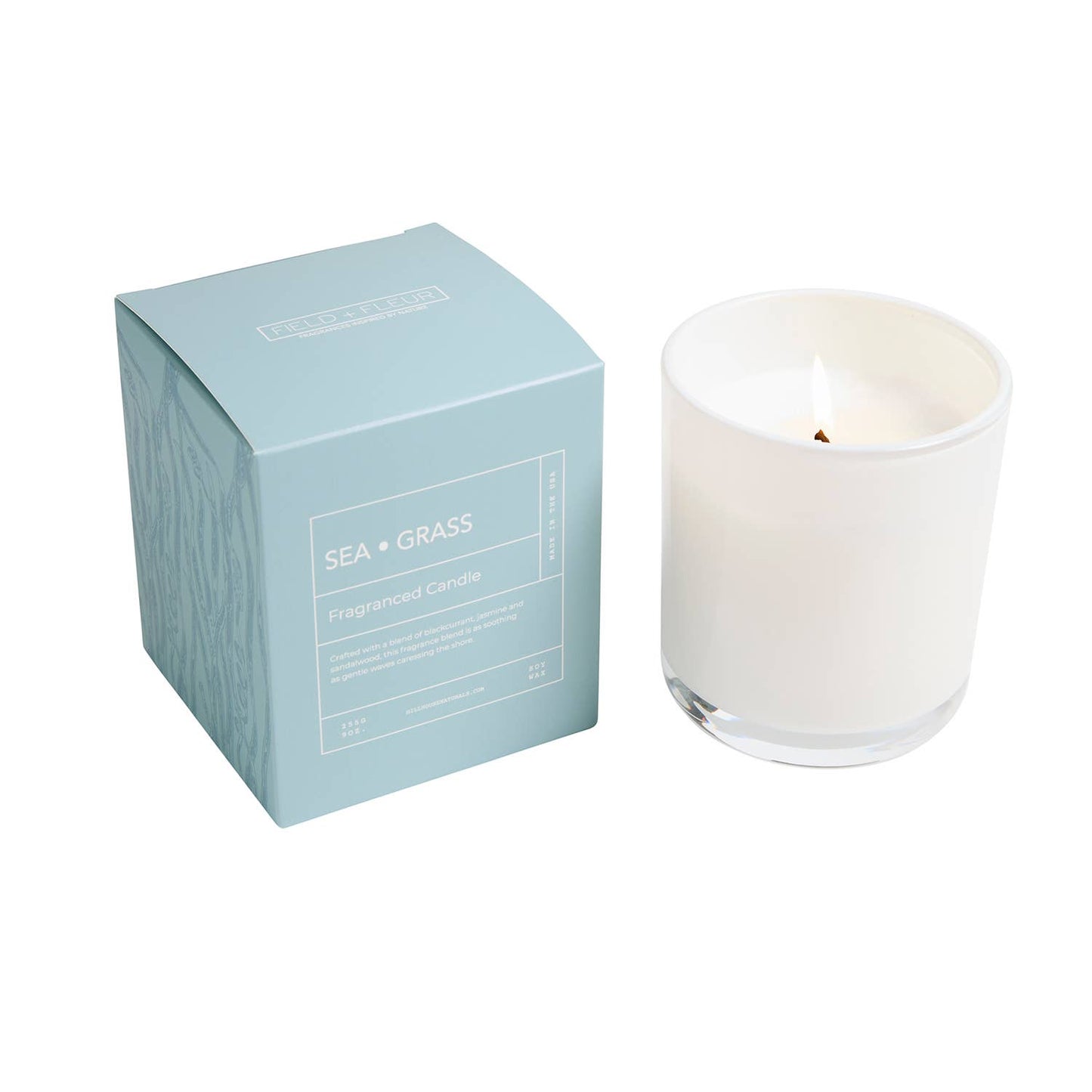 Sea Grass Candle In White Glass In Box 9oz