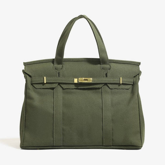 Handmade Premium Cotton Canvas Boat Bag Solid: Olive Green