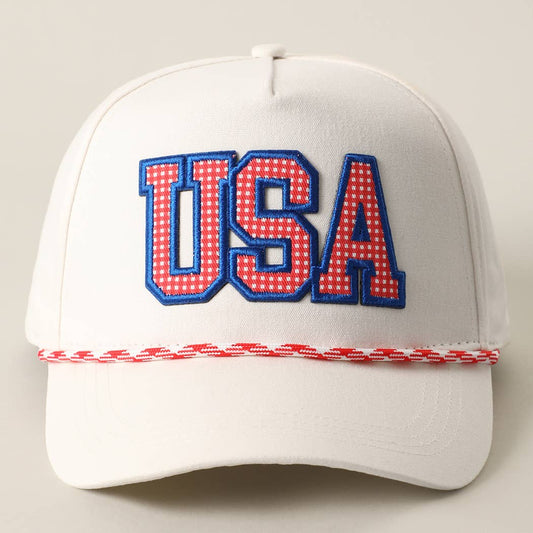 USA Patch Rope Trucker Hat: Red