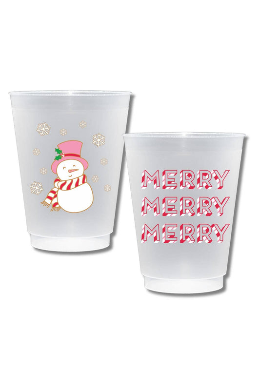 Snowman Shatterproof Frost Flex Plastic Cups (Set of 10)