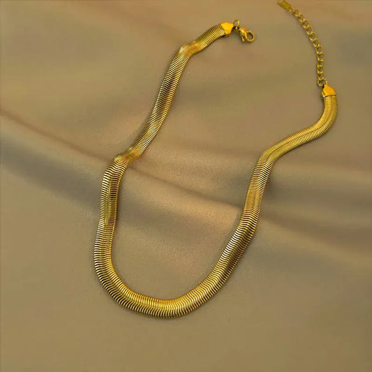 Gold or Silver Mesh Link Gold Plated Non-Tarnish Necklace : Yellow Gold