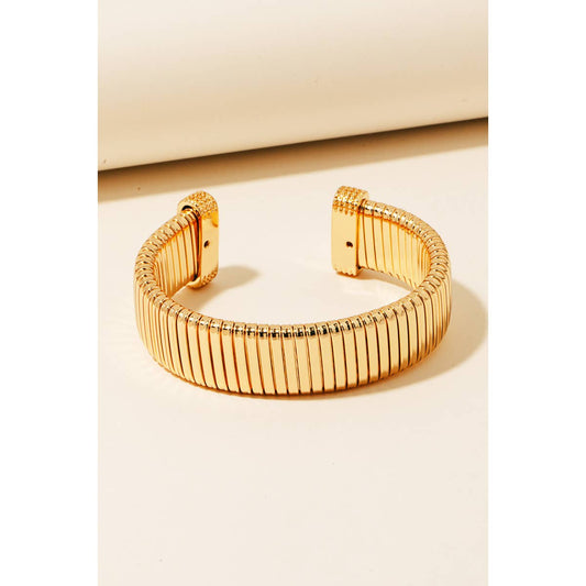 Wide Flat Elastic Metallic Cuff Bracelet: GD