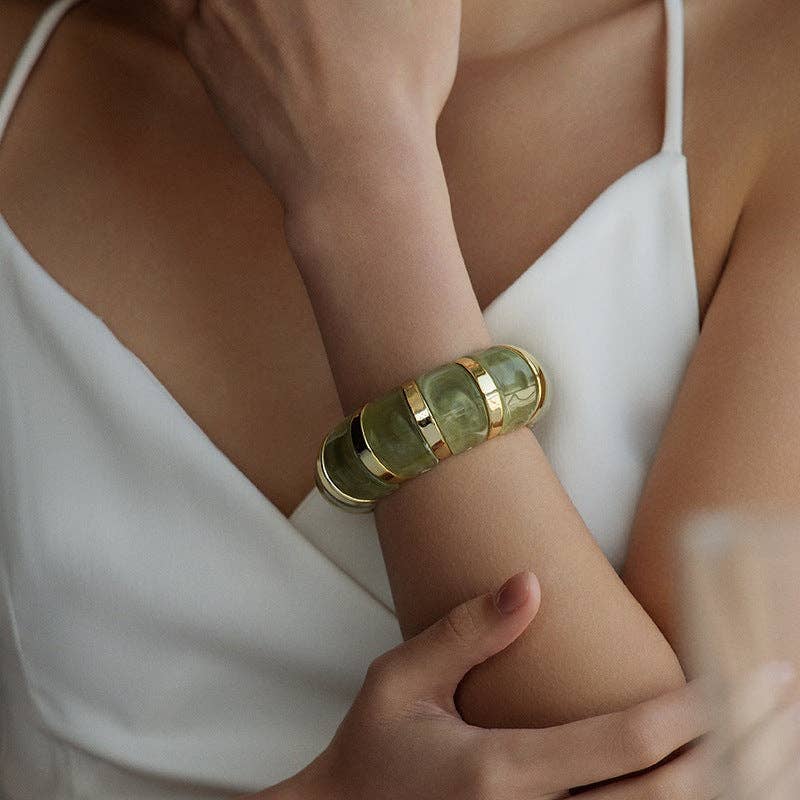Geometric Bracelet: Olive & Gold
