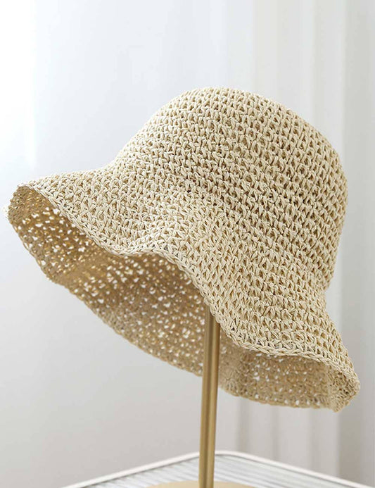 Trendy Wide Brim Woven Straw Sun Hat: Beige-8