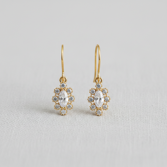 Vintage Inspired Pave Snowflake Stud Earrings