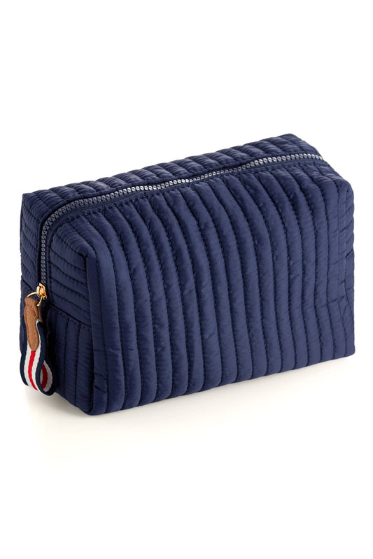 Ezra Large Boxy Cosmetic Pouch: Navy