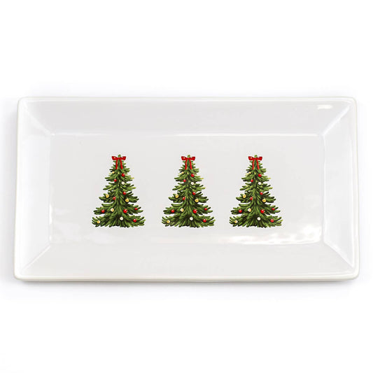 Noelle Tree Rectangle Platter   White/Green/Red   12x6.5