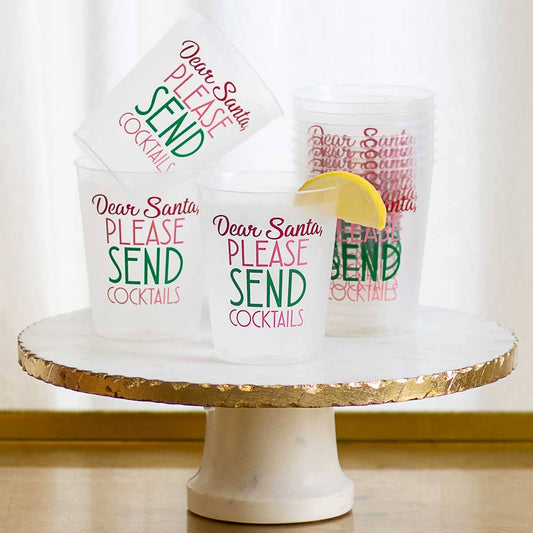 Dear Santa Party Cups   Frosted/Pink/Green/Red   16oz.