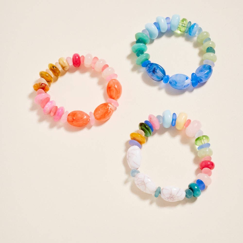 7.25 In Marbled Ombre Resin Bead Seaglass Bracelet: Blue / ONE